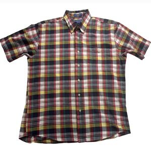 Pendleton Oceanside Mens Large Short Sleeve Plaid Button Down Shirt Cotton Multi